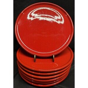 Set of 7 Waechtersbach 7.75” round Salad bread Plates Red Rimmed Germany Spain